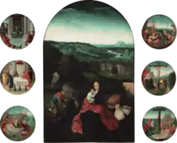 Follower of Joachim Patinir, c. 1515, main panel surrounded by smaller depictions of the life of Christ, National Museum of Western Art[35]