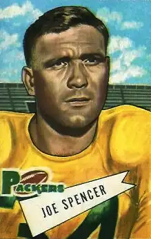 Spencer pictured on a 1952 Bowman football card