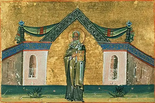 Saint John the Wonderworker, Bishop of Polybotum (Menologion of Basil II, 10th century).