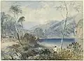 John Skinner Prout, Fairlight Glen on the Warragambra (i.e. Warragamba), c.1843, watercolour; 27 x 37.5&nbsp;cm. National Library of Australia
