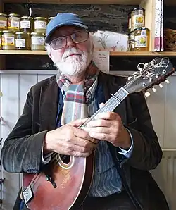 Moynihan with a pre-war Gibson mandolin