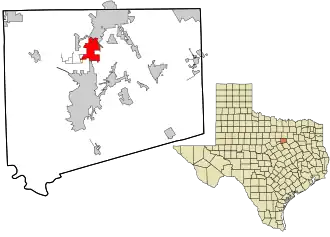 Location in Johnson County and the state of Texas