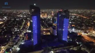 Jordan Gate from drone at night, Summer 2024