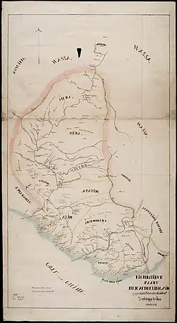 Map of the District of Axim drawn by Julius Vitringa Coulon in 1859.