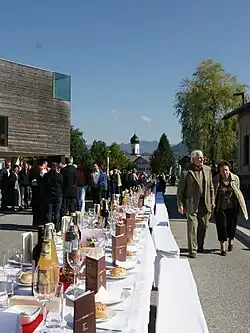 The longest cheese-table in the world (in the Guinness book of the records about 500&nbsp;m) was covered on May 31, 2008, as celebration for the 10th anniversary of the KäseStrasse Bregenzerwald in Andelsbuch for about 2000 guests.[12]