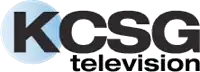 Black text "KCSG" with smaller wording "Television". The K sits on a sky blue-to-white gradient circle.
