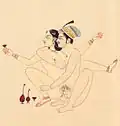 Kama Sutra illustration of lotus position, circa 19th Century