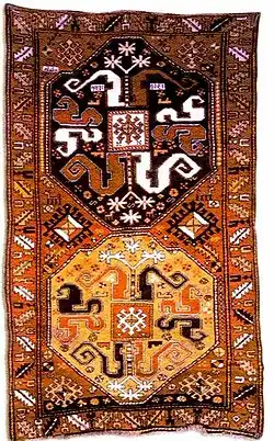 A Karabakh carpet of Malibayli sub-group. Malibayli village of Shusha, 1813. Source: IRS-Nasledie journal no 2-3(14-15), Moscow 2005, p. 97.