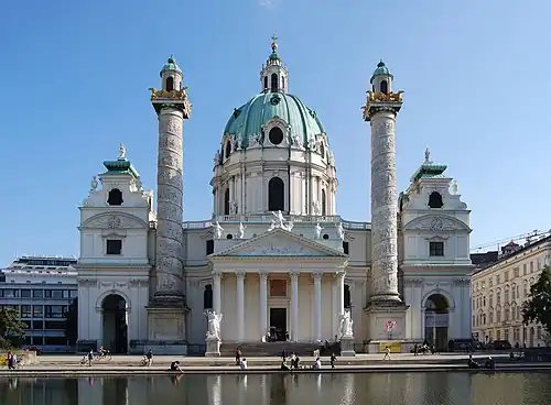 Karlskirche, Vienna, Austria, by Johann Bernhard Fischer von Erlach, 1715-1737[192]