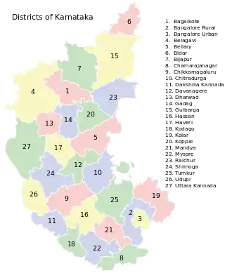 Map of 30 districts in region