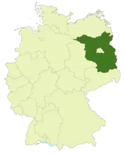 Map of Germany with the location of Brandenburg highlighted