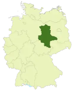 Map of Germany with the location of Saxony-Anhalt highlighted