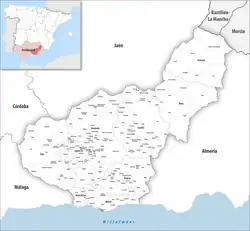 Map of the province of Granada with its municipalities