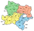 Map indicating the districts of Lower Austria