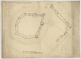 Plan showing Hoogstraten castle after its rebuilding to a shelter for beggars
