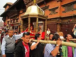 Goddess Kumari in a chariot procession