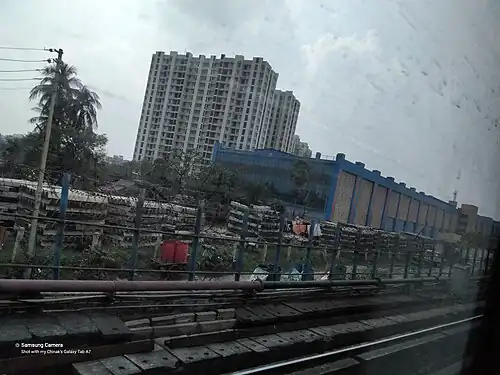 Kavi Subhash metro station Orange Line Complex as seen from Blue Line
