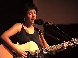 Mazzella on stage at the Cygnet Folk Festival, 1999