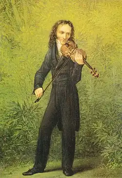 Niccolò Paganini playing the violin, by Georg Friedrich Kersting (1785–1847)