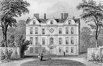 drawing of large seven bay three storey building