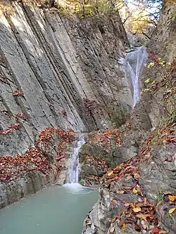 Khanagah waterfall on the river's right tributary in the south of the Khanagah village