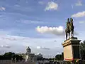Equestrian statue of King Chulalongkorn and Royal Plaza in front of Ananta Samakhom Throne Hall