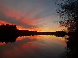 Sunset on the lake in Kirillovskoye.