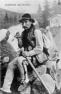 Klemens Bachleda holding a ciupaga