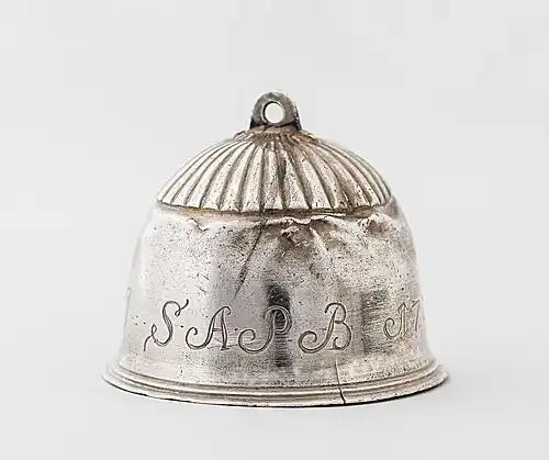 Bell from the collection bag presented to Landet Church by Juel's widow in 1722