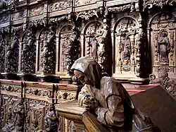 Elaborately carved choir stalls at Buxheim Charterhouse in Bavaria, by Ignaz Waibl