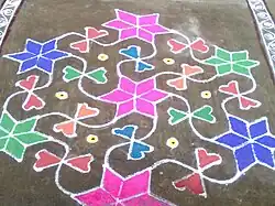 Kolam outside a house in Tamil Nadu, India