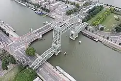 Aerial view of the Koninginnebrug and De Hef.