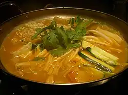 A spicy stew in a pot