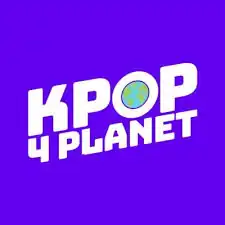 A purple logo with the text "K-pop 4 Planet" with an Earth icon