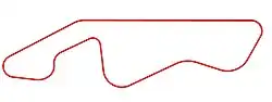 The original grand prix circuit layout in red built in 1961, 26 feet wide and measuring 4.094 km (2.544 mi)