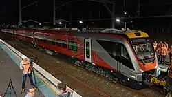 LR2 at Denistone station on the first night of testing, 25 February 2025