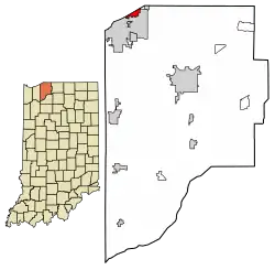 Location of Long Beach in LaPorte County, Indiana.