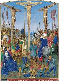 Jean Fouquet, Crucifixion, circa 1452–1460, from an illuminated manuscript