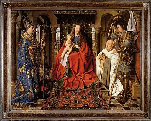 Jan van Eyck, Virgin and Child with Canon van der Paele, c. 1434–36