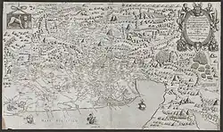 1563 map of Friuli showing the location of the Meduna (Miduna) castle