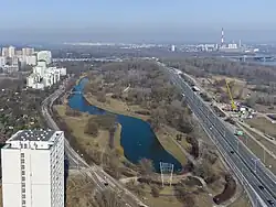 Aerial view of Kępa Potocka Park in Marymont
