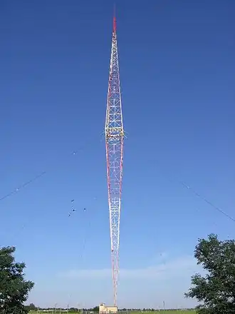 Lakihegy Tower, a 314-metre (1030 ft) Blaw-Knox mast at Szigetszentmiklós-Lakihegy, Hungary