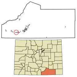 Location of the Segundo CDP in Las Animas County, Colorado.