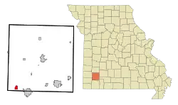 Location of Pierce City, Missouri
