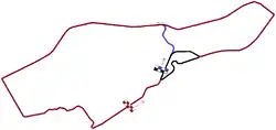 Layout of all versions of the Prince George Circuit Brown = 1934, Blue = 1936, Black = 1959