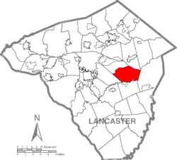 Map of Lancaster County, Pennsylvania highlighting Leacock Township