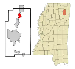 Location in Lee county and Mississippi
