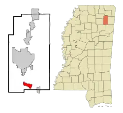 Location of Shannon, Mississippi