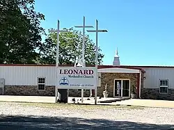 A church in Leonard, OK, in May 2025