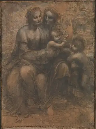 Image 102The Virgin and Child with Saint Anne and Saint John the Baptist, by Leonardo da Vinci (from Wikipedia:Featured pictures/Artwork/Others)